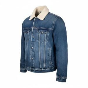 GAP Men's 1969 Icon Denim Sherpa Jacket in Dark Wash Size M